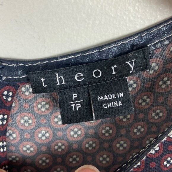 Theory Silk and Lamb Leather Purple Sleeveless Blouse Shell Top Size P or XS - Picture 5 of 16